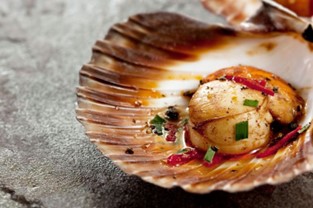 King Scallops with Asian dressing